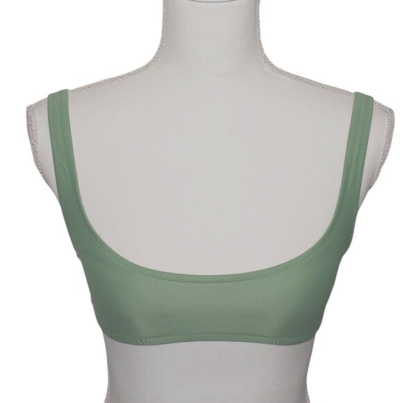 NEW‎ J. Crew Women’s Heritage Scoop Neck Bikini Top Rustic Willow/Sage Green XS - Picture 1 of 9